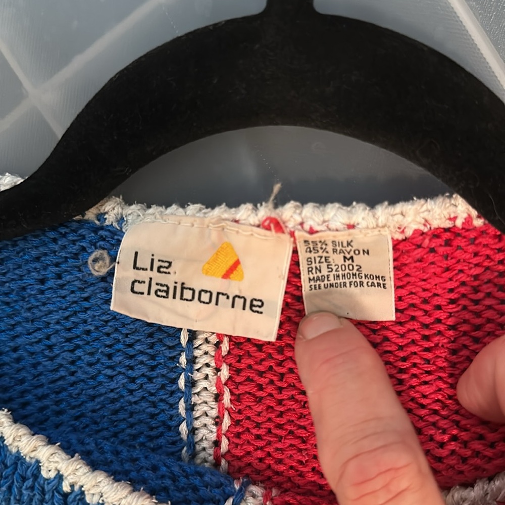 Liz Claiborne Vintage Colorful Sweater Silk blend Medium - Picture 3 of 8